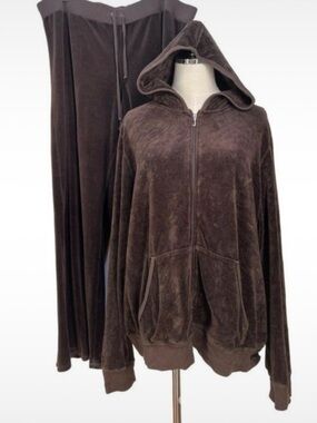 Vintage Juicy Couture Brown Velour Tracksuit Set | Rare Plus Size 3X